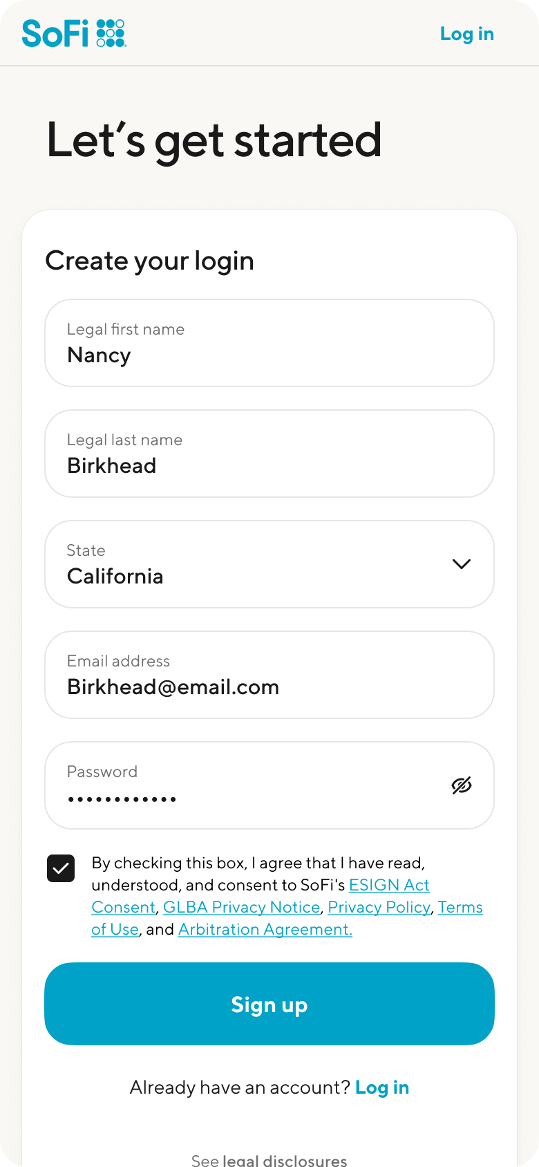 Registration: Mobile onboarding entry point